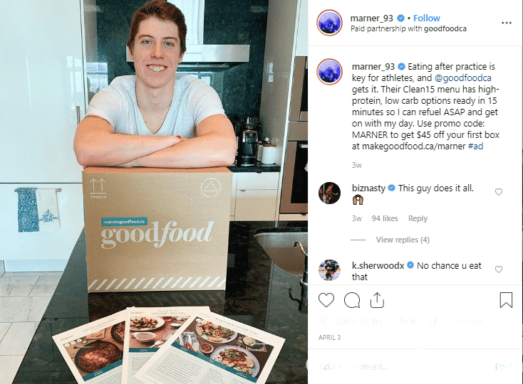 Mitch Marner GoodFood Sport Marketing Partnership