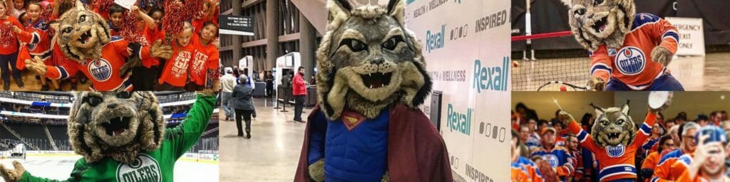 Chad Spencer is Hunter the Lynx Mascot of the Edmonton Oilers