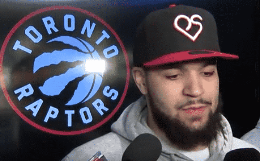 Fred VanVleet seen wearing Pascal Siakam's Spicy P merchandise (hat) following Toronto's 120-102 win over Milwaukee in Round 2 of the NBA Playoffs.
