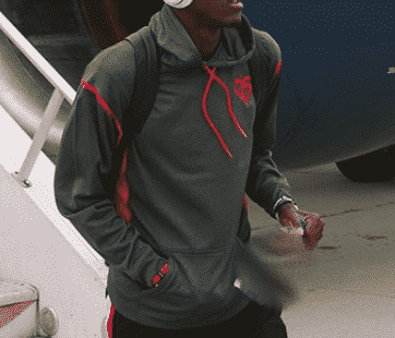 Pascal Siakam Gray Pullover as he departs a plane