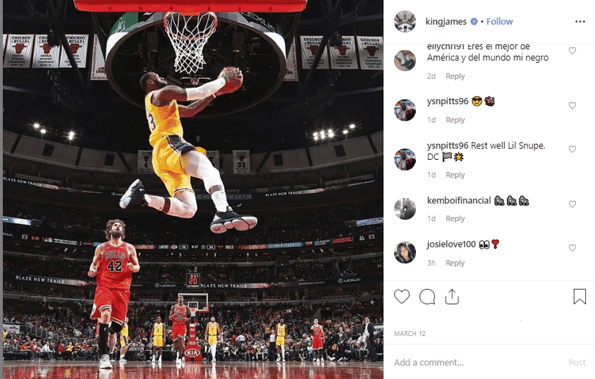 Lebron James on his Instagram account pays respect to himself!