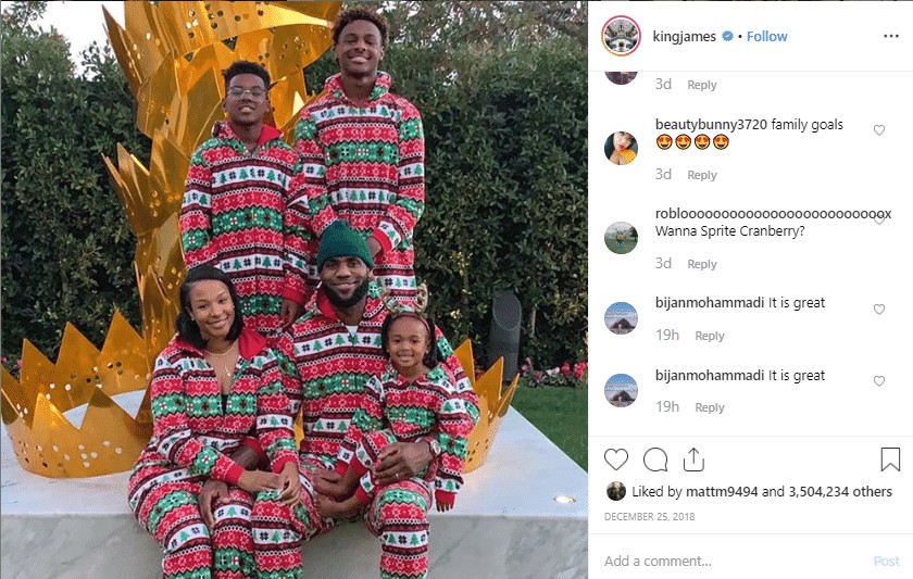 Family man Lebron James on his Instagram account