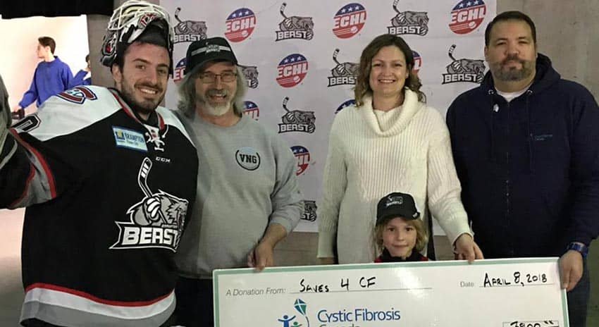 In addition to turning your love for hockey into a professional career, you have also been able to translate that into community involvement. Tell us about the charity initiative you started, Saves 4 CF, and what it means to you to be able to give back through the sport of hockey.