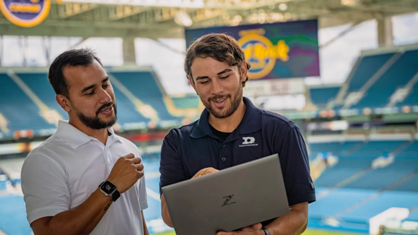 Daktronics field service staff working at Hard Rock Stadium.