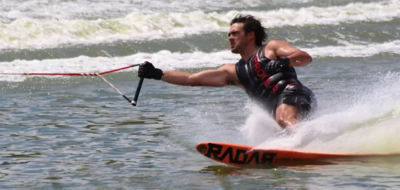 Water skier in action