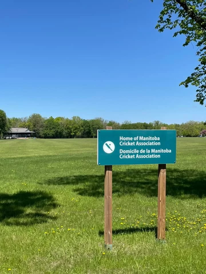 Cricket ground sign in Manitoba